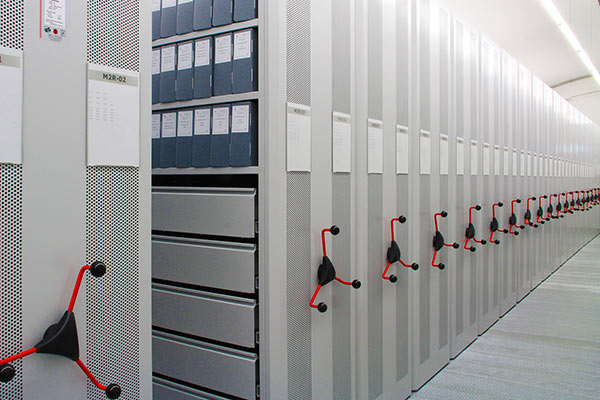 Mobile Archive Shelving units installed at Augsburg City Archive by Ecospace